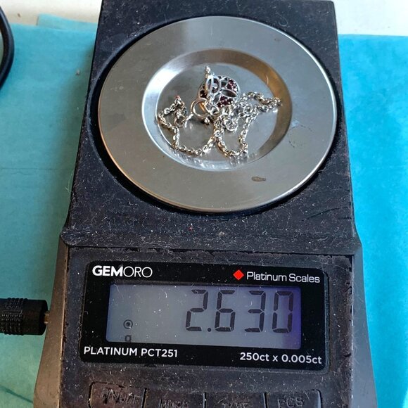 Sterling Silver 925 Red CZ Floral Design Circle Station Bracelet Adjustable 7-8" - Picture 12 of 12